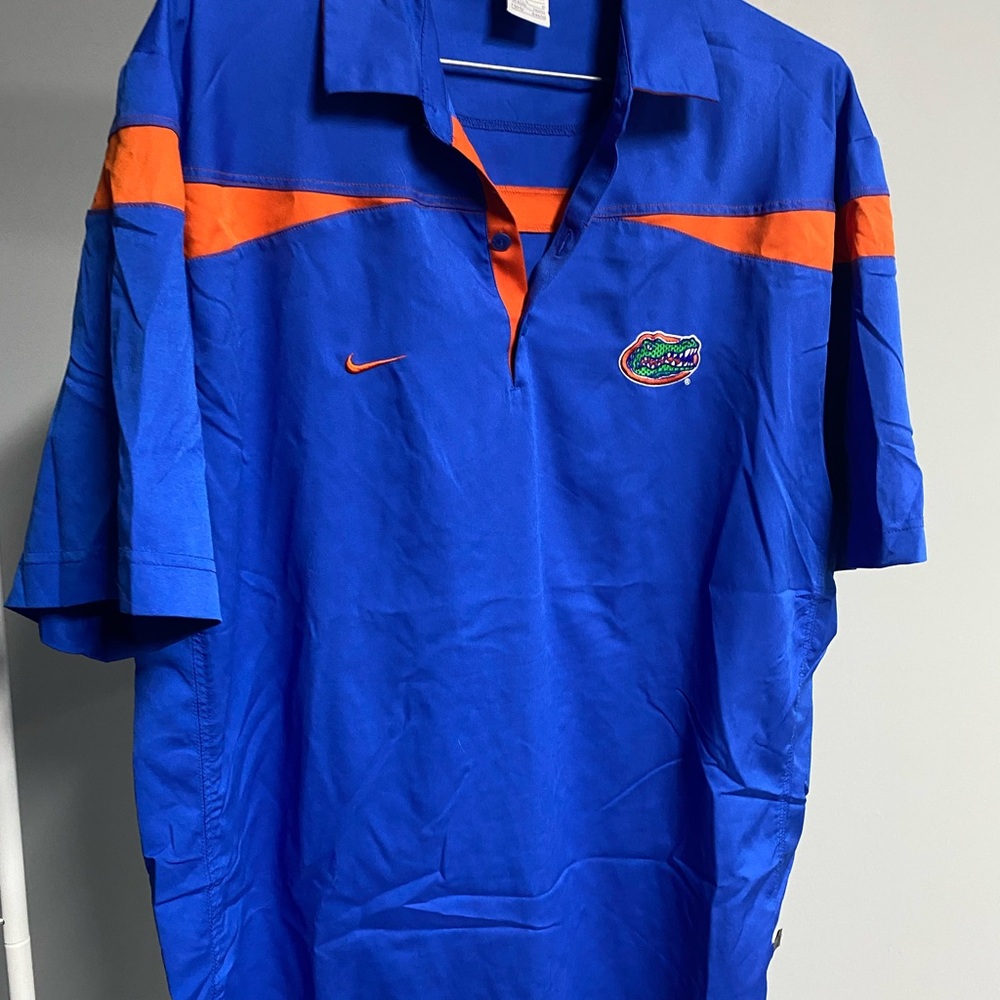 Nike Men's Blue and Orange Polo Shirt